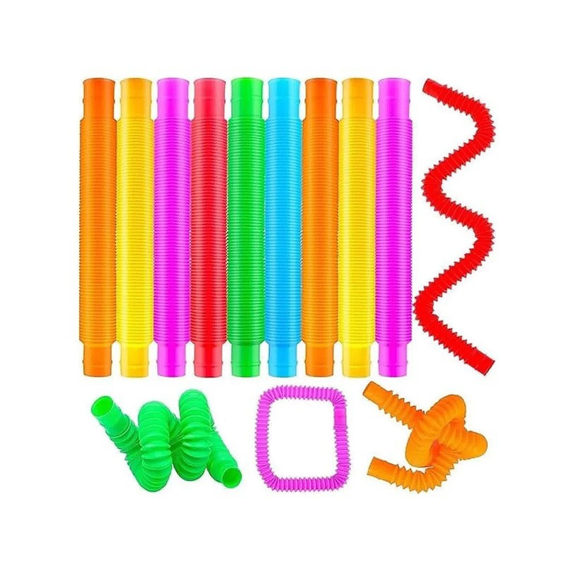 12Pcs Flexible Pop - Tube Toys for Boys and Girls Pop it Tubes Stress Anxiety Relief Sensory Bendable  Pipe Toy Adjustable Toy Multicolor