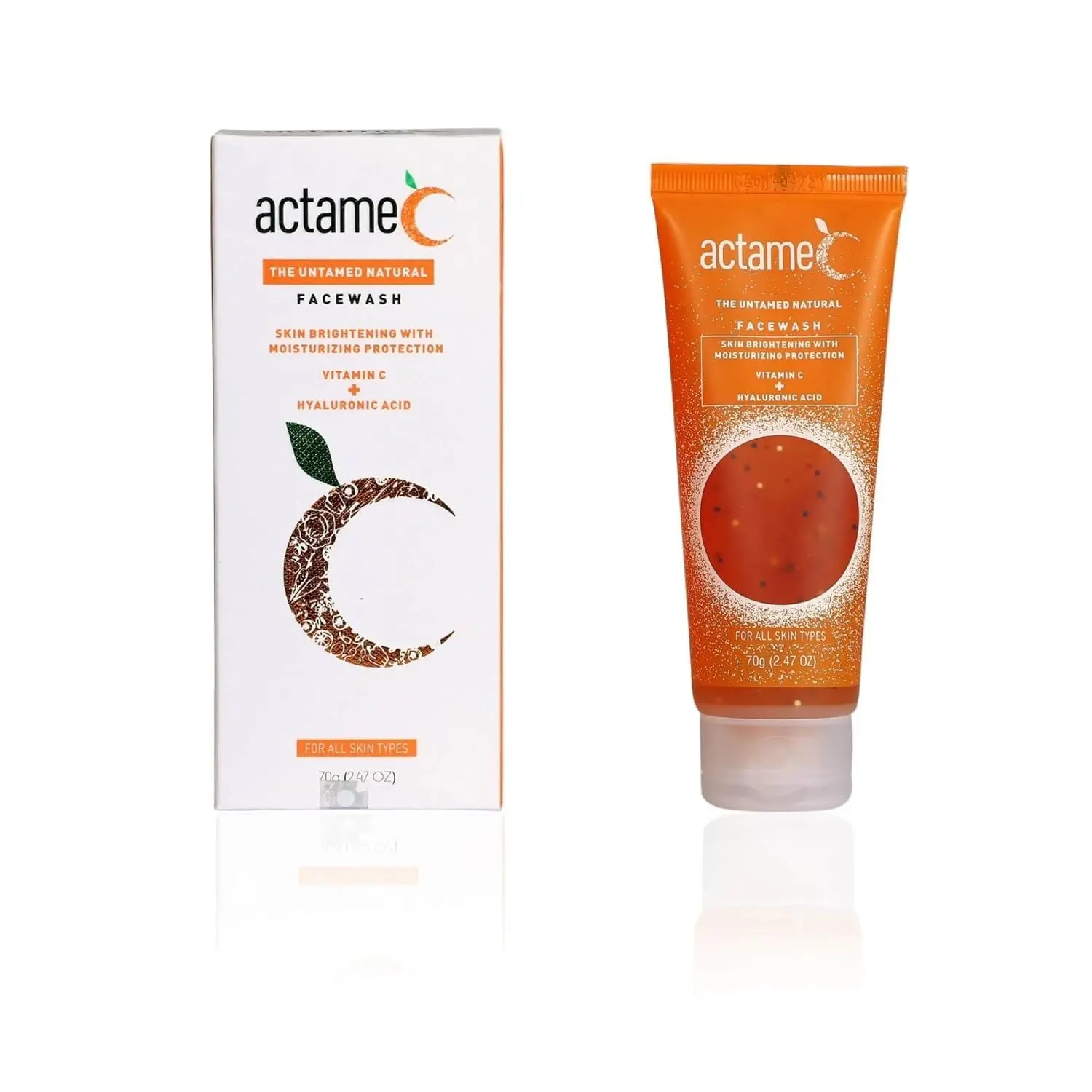 actame C Vitamin C Facewash | Skin Brightening with Moisturizing Protection | The Untamed Natural Facewash | Net Weight - 70g