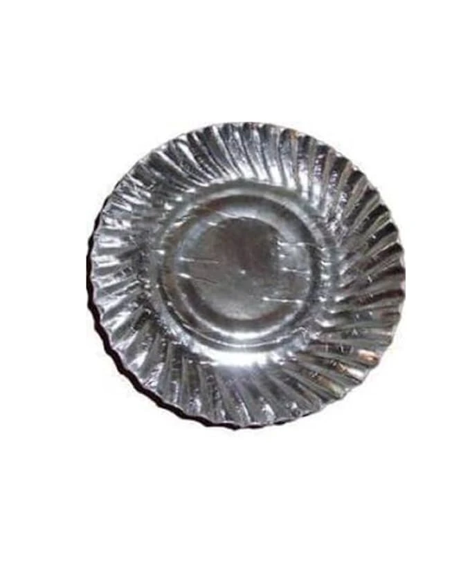 Disposal Siver Coated Eco Friendly 6 Inches Round Paper Plates Ideals for Famiy Parties Picnics Gatherings Dinners Pack of 100