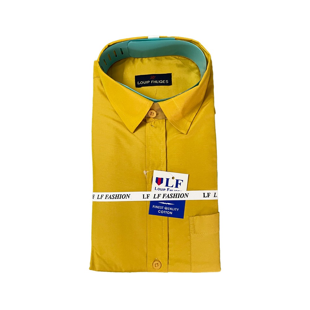 Matchy Regular Fit, Full-Sleeve Semi Cotton Plain Formal Shirt for Men (Yellow)