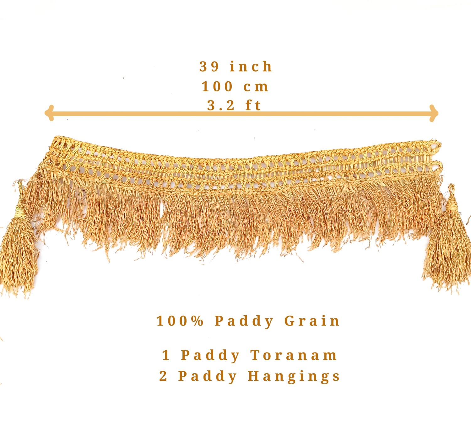 GOODSELITE EXPORTS AND IMPORTS Unleashed Paddy Grains Toran with 2 Paddy Hangings (1 Paddy Toran Length-100 cm, 2 Paddy Hangings Height-25.5 cm)