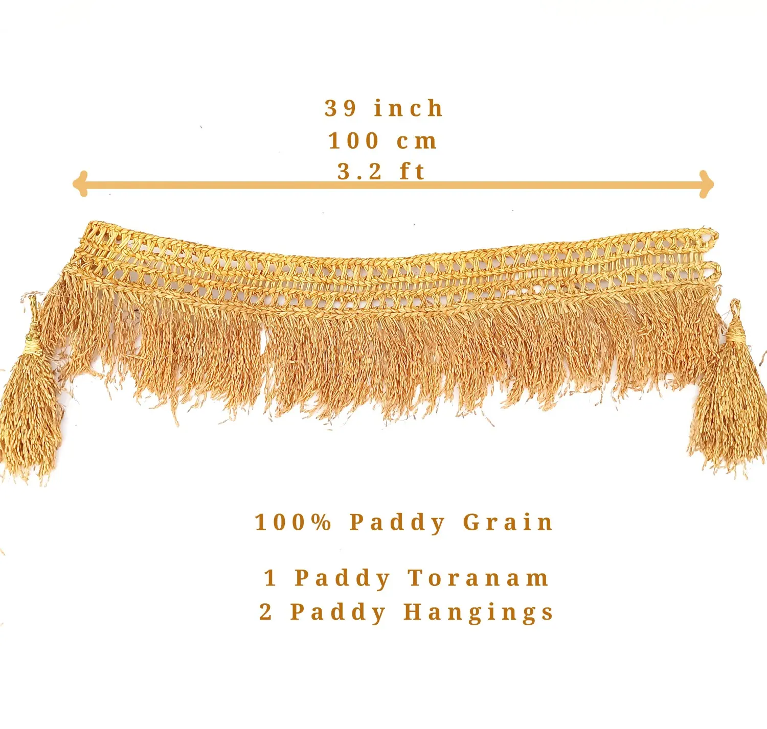 GOODSELITE EXPORTS AND IMPORTS Unleashed Paddy Grains Toran with 2 Paddy Hangings (1 Paddy Toran Length-100 cm, 2 Paddy Hangings Height-25.5 cm)