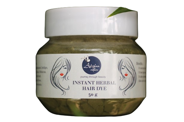Akshaa Natural Black Fresh Herbal Avuri Hair Dye Powder for Men & Women | Hides Grey Hair | Handcrafted – 50gm