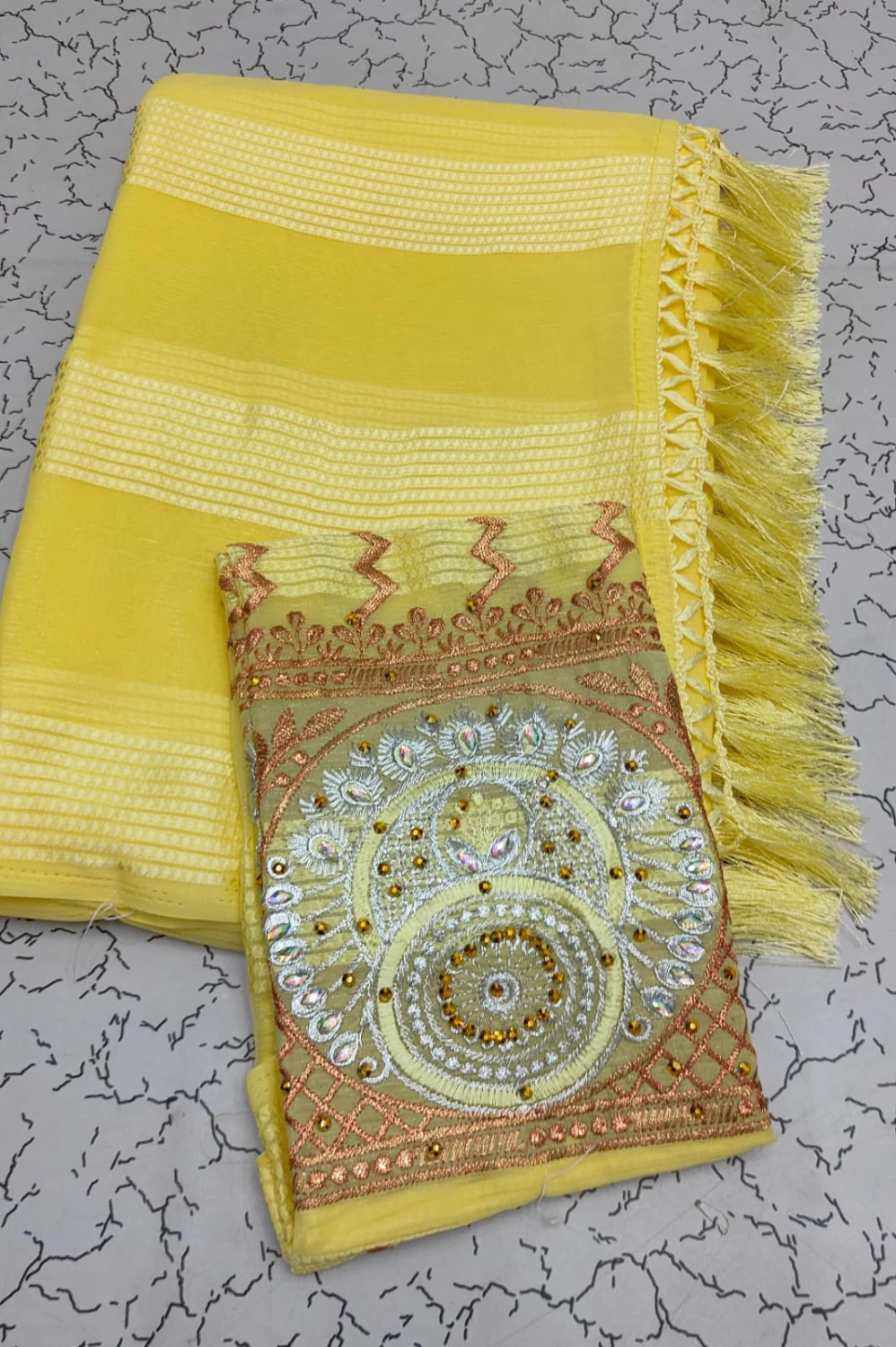 Yellow Saree | Elegant Soft Saree with Embroidery Blouse for Women