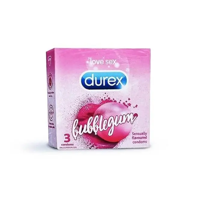 Durex Extra Thin Condoms | Bubblegum Flavor | Ultra-Sensitive | 3s Pack