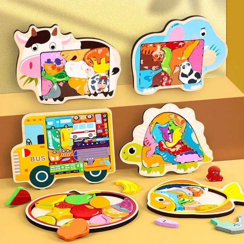 3D Theme Teris - Wooden 3D Bus puzzles, early education, learning kids, Montessori education, puzzles, learning toys, Bus, Vehicles