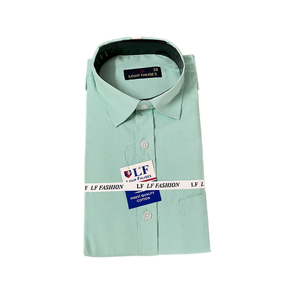Matchy Regular Fit, Full-Sleeve Semi Cotton Checkered Formal Shirt for Men (Green)