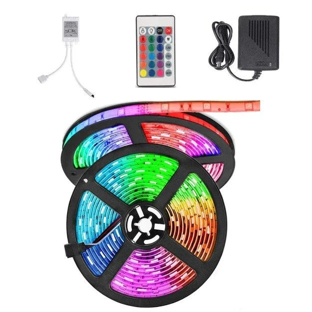 5m Rgb Led Strip Light With Remote - Color Changing | Non-waterproof | Adapter Included