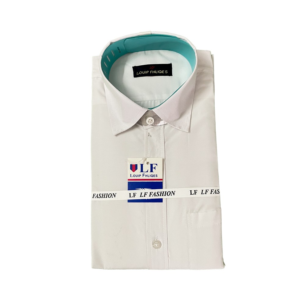 Matchy Regular Fit, Full-Sleeve Semi Cotton Plain Formal Shirt for Men (White)
