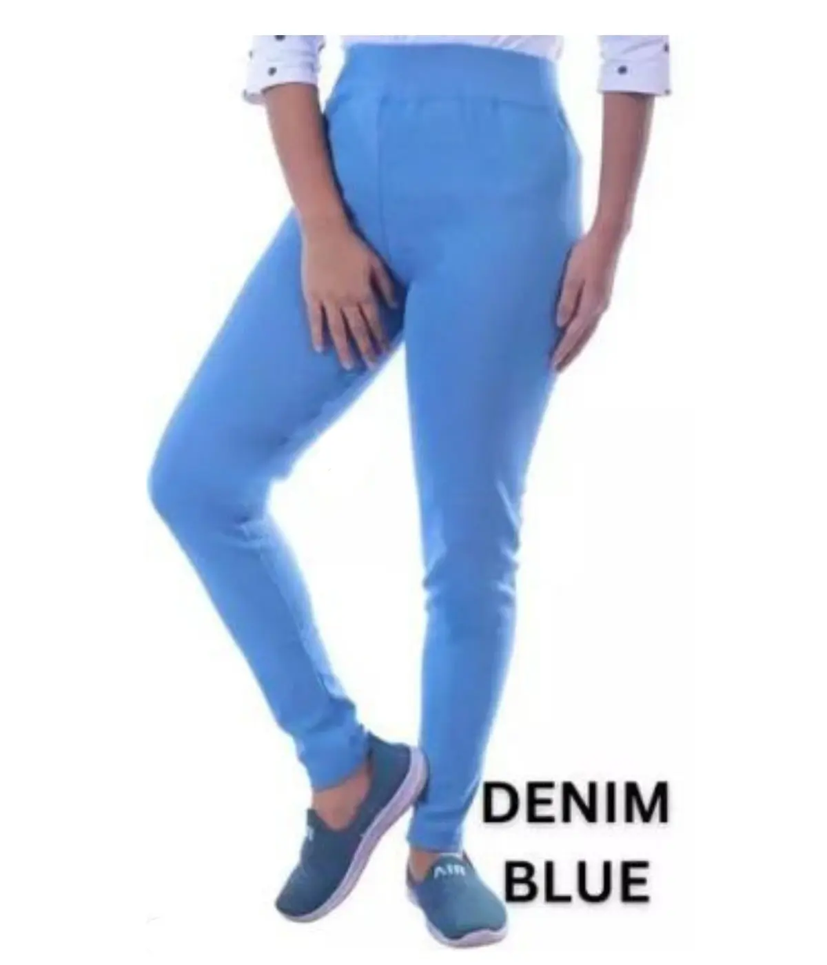 Jegging for women plain denim blue