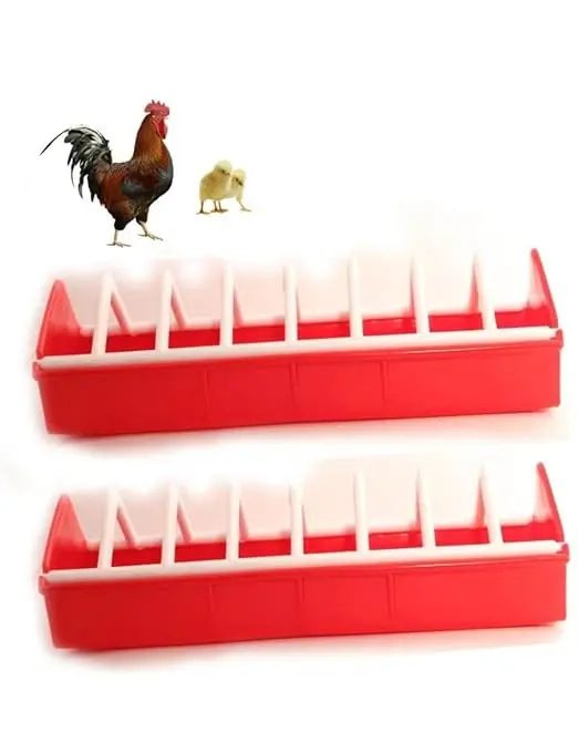 Plastic Bird Food Feeder Tray for Pet Animals 9'inch (Pack of 2, RED)