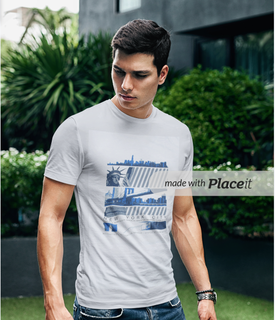 MENS HALF SLEEVE PRINTED REGULAR FIT T-SHIRT(WHITE)