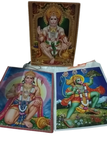3 Photo Laminations Lord  Lord Hanuman Giving Blessing HD Printed Picture,  Lord Hanuman with Sanjeevani Photo, Hanuman Ashirwad Beautiful  (Length : 9 inch /height : 12 inch ) Pack of 3