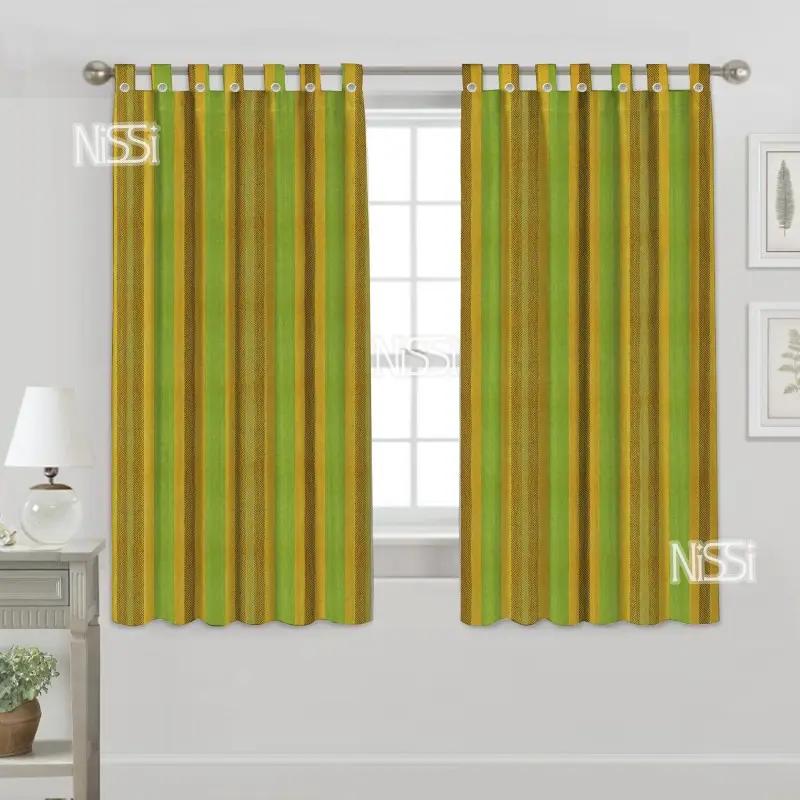 NISSI Cotton window  Curtain || Size: 4 X 5 Feet || Pack of 2(Washable), Striped, Tab Top