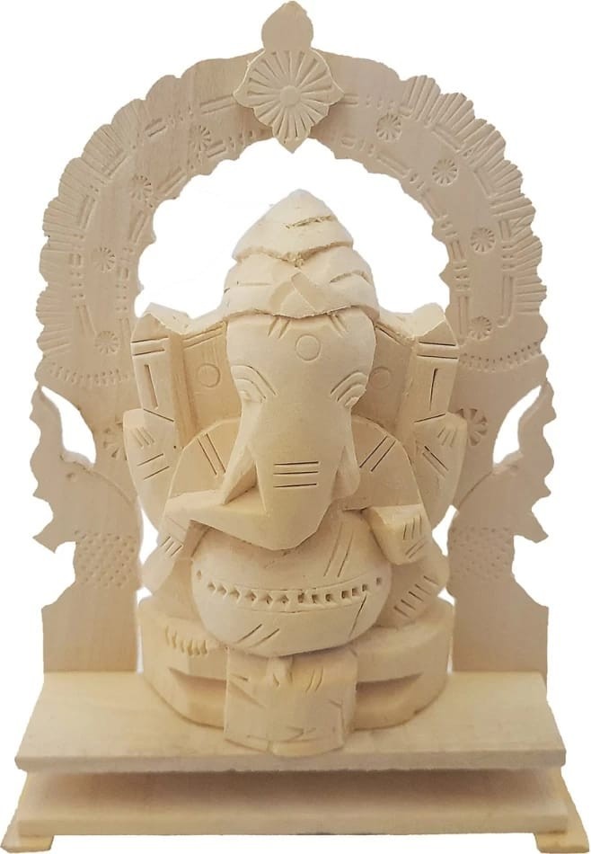 NATUROMART Vellarukku Root Vinayagar Idol, Calotropis Procera Root, Asclepias Procera Root, Wooden Ganesh Statue for Home Decor, DIY Ganesh Statue (Large)