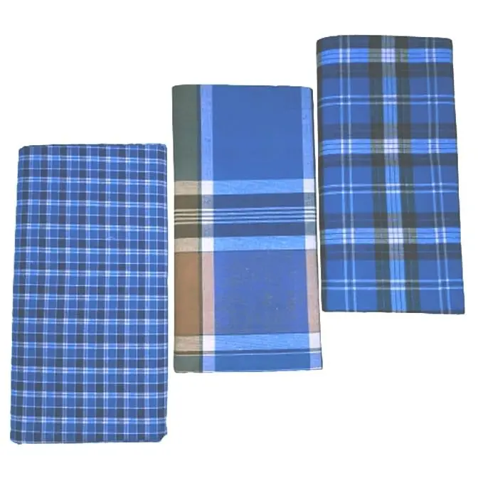 100% Pure Cotton Multicolor Premium Fancy Lungies for Men (Size 2.25 meters) Pack of 3 pcs.