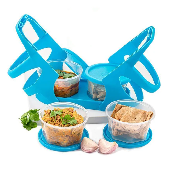 Lunch Box (200ml Each Container) With Attractive Stand - 4 Pcs