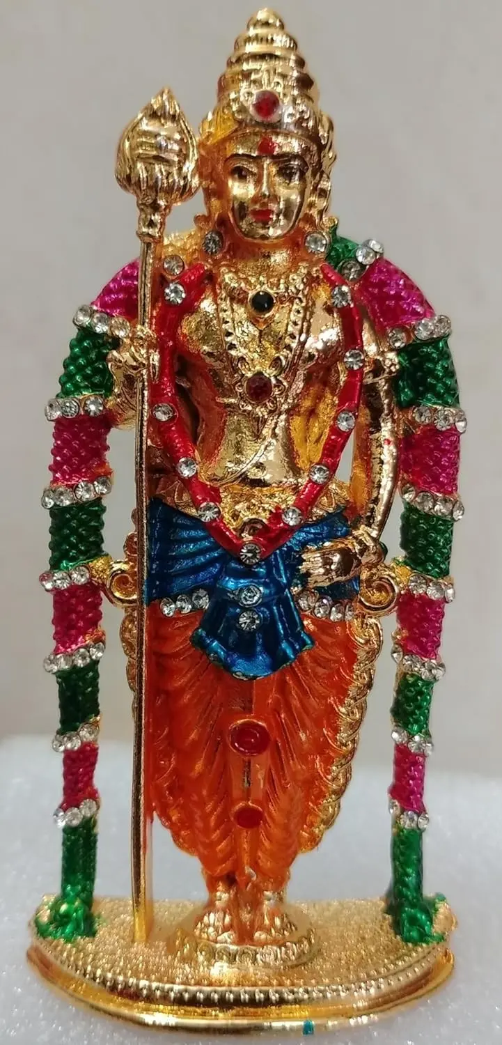 BATUCAVE MURUGA SUBRAMANIYA MALASIYA MURUGA Idol/Dash Board MURUGA Idol Decorative Showpiece - 10 cm (Metal, Multicolor)