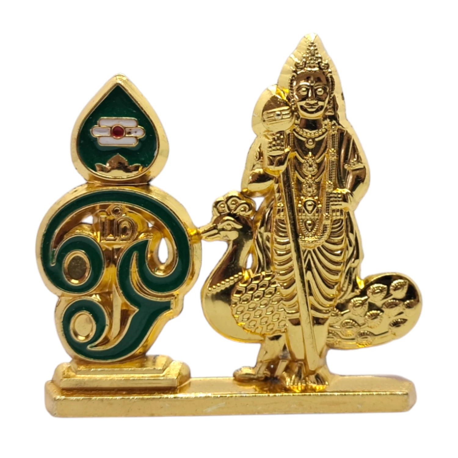 Divine MURUGAR with OM Vel for Car Dashboard | Decorative MURUGAR with OM vel for Pooja Room Sacred Symbol of Protection and Victory.