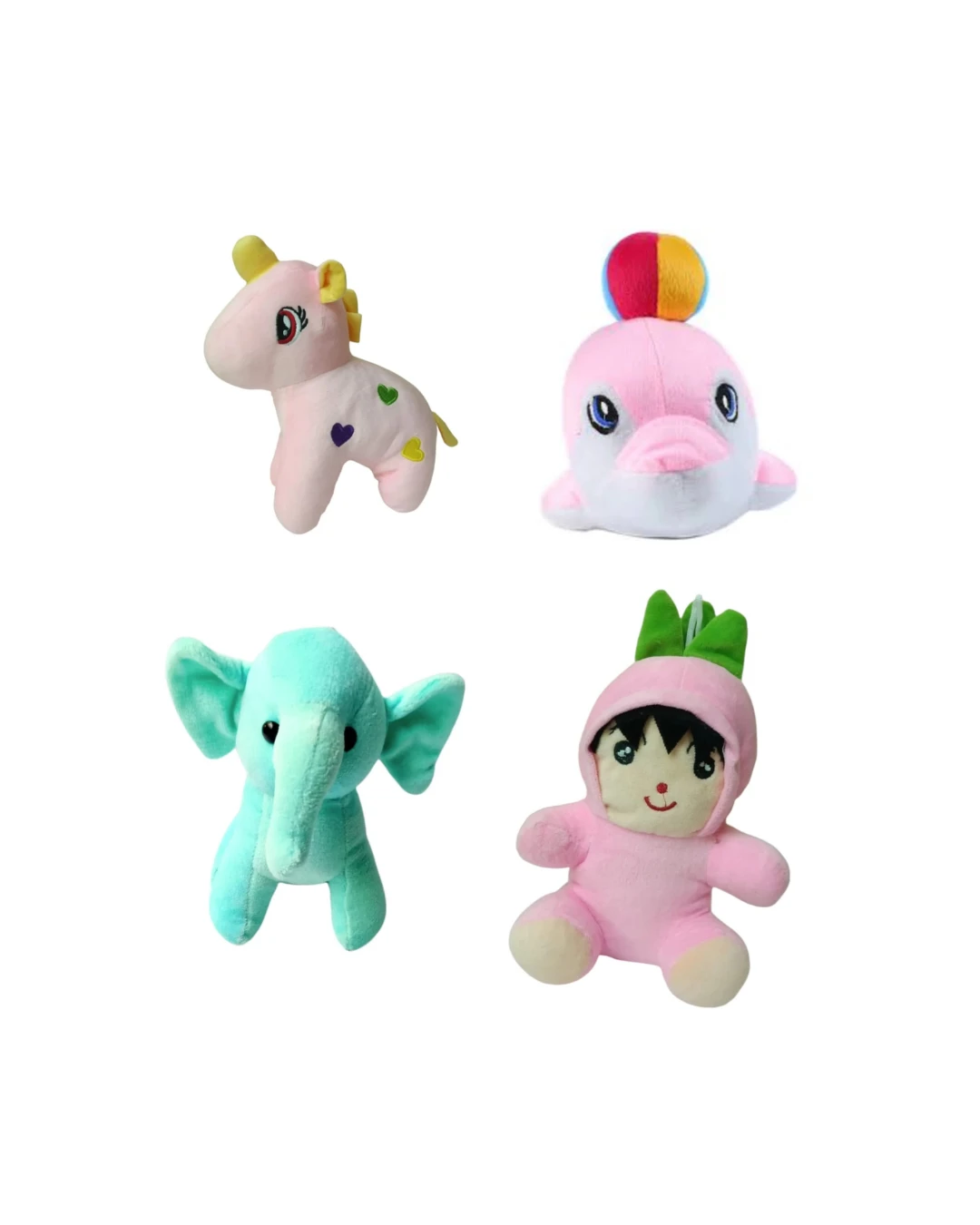 Assorted Soft Toy Pack of 4 | Adorable & Plush Cuddly Toys for Kids & Gifting