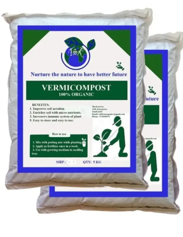 TSK 100% Natural Vermicompost - 10kg | Organic Vermicompost for Vegetables, Flowers, and Herbs