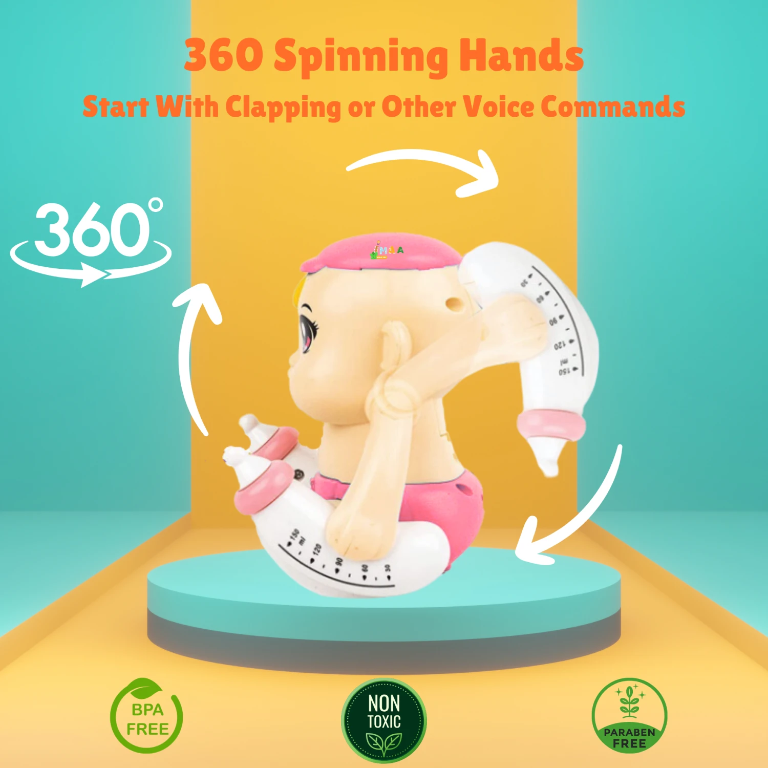 Musical Baby Tumbling Doll with Lights and Sounds, Pink, Educational Electronic Toy - Imaa Toys (Pink)