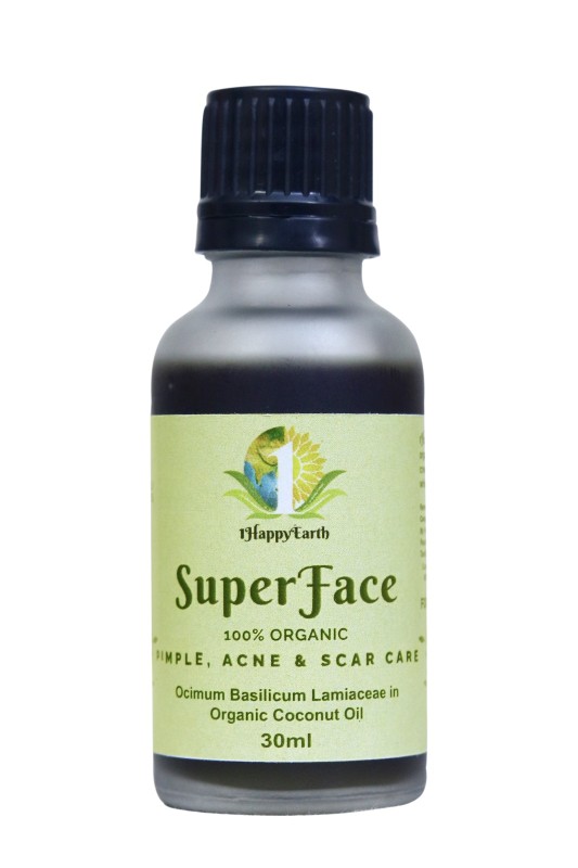HappyEarth's  SuperFace  for Acne, Pimples & Scar – Suitable for All types of Skin-Organic Herbal Oil Pure & Safe