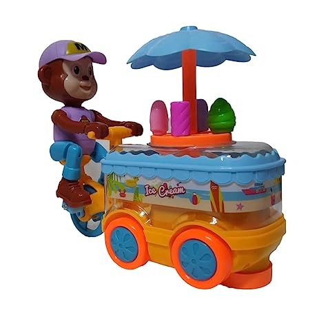 Nathan’s Global Pretend Playset Ice Cream Monkey Toddler Toys Store Cart for Kids