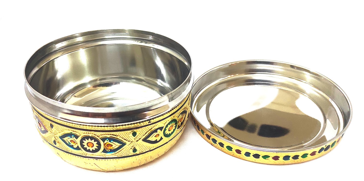 3 Inches Multicolor Round Diwali Decorative Brass Lotus Diya | e return  gifts