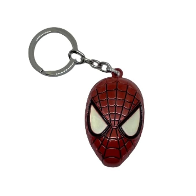 Shra Store Spider Man Face Metal Keychain and Keyring | Key Ring for Car Bike Home Keys | Key Chain for Kids Men Women Boys Girls (Red with white Eye)
