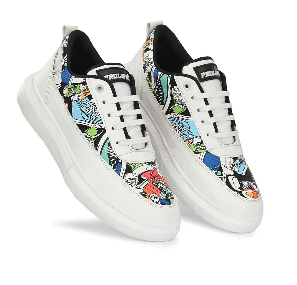 Latest Graceful Men Casual Sneaker White Printed Shoes | Casual Shoes For Men's & Boys