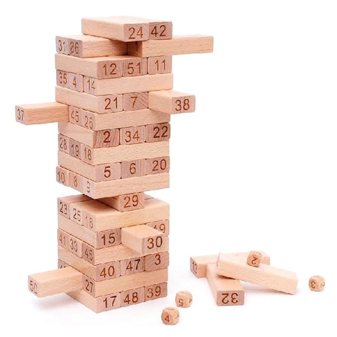 UyirMei Jenga Timber Tower Tumbling Game, Wood Block Game Classic