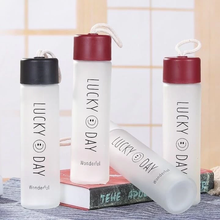 WT Frost Lucky day Glass Bottle Portable Water Bottle Leak Proof | Office Bottle | Gym Bottle | Home | Kitchen | Travel Bottle Lucky Day - 380ml