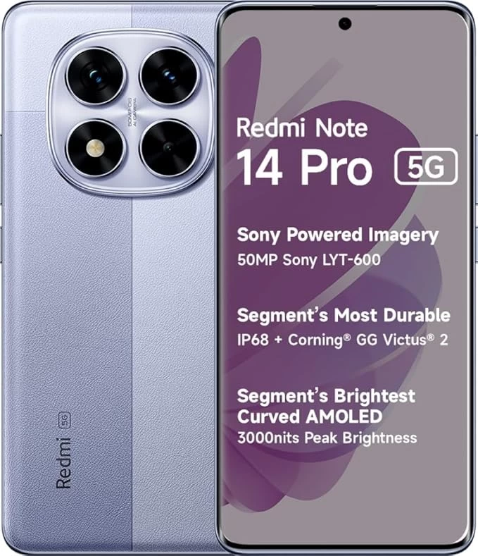 Redmi Note 14 Pro+ 5G Smartphone - 8GB RAM, 128GB Storage, Phantom Purple