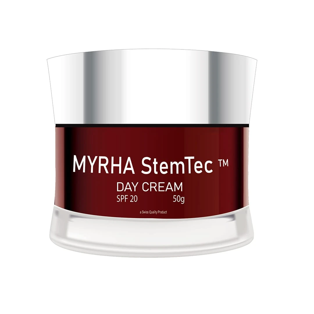 Myrha StemTec Day Cream - Daily Moisturizer with SPF 20, Stem Cell Technology, Anti-Wrinkle, Hydrating, 50g