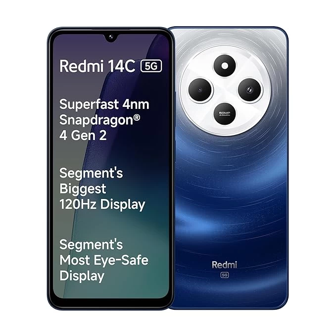 Redmi 14C 5G (Starlight Blue) - 6GB RAM, 128GB Storage | 5G Smartphone | Snapdragon 4 Gen 2 | 120Hz 6.88" FHD+ Display | 50MP AI Dual Camera | 5160mAh Battery | Premium Starlight Design