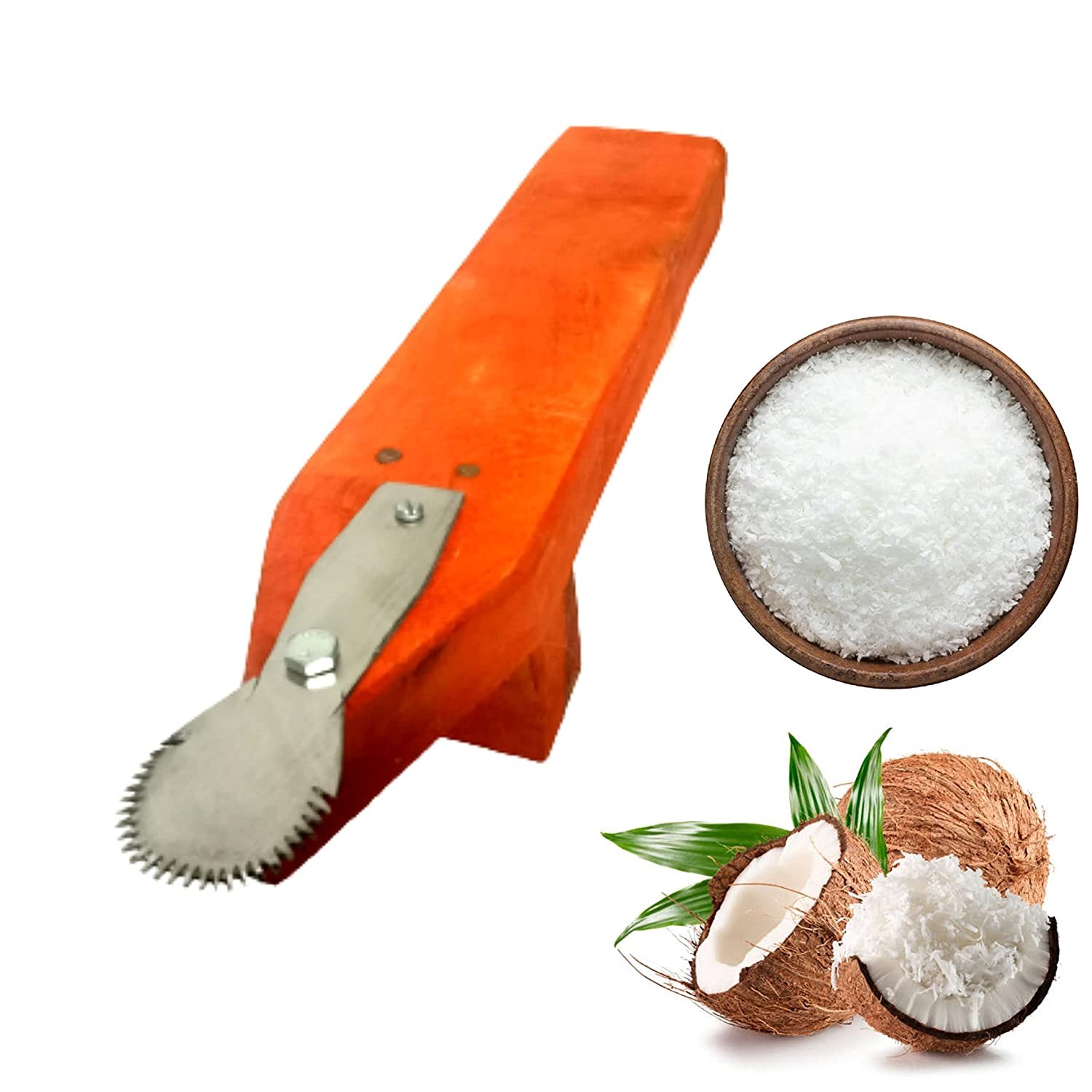 Simsnura wood Coconut Scraper Manual Grater | Malapar | Handcrafted Movable Coconut Scraper with Stainless Steel Balad | Grater | Chopper | Peeler | Thengathuruvi | Food Processor for Kitchen