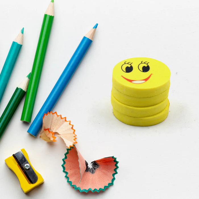 Cute Smile Emoji Erasers: 4 Pack for Kids, School & Party Favors