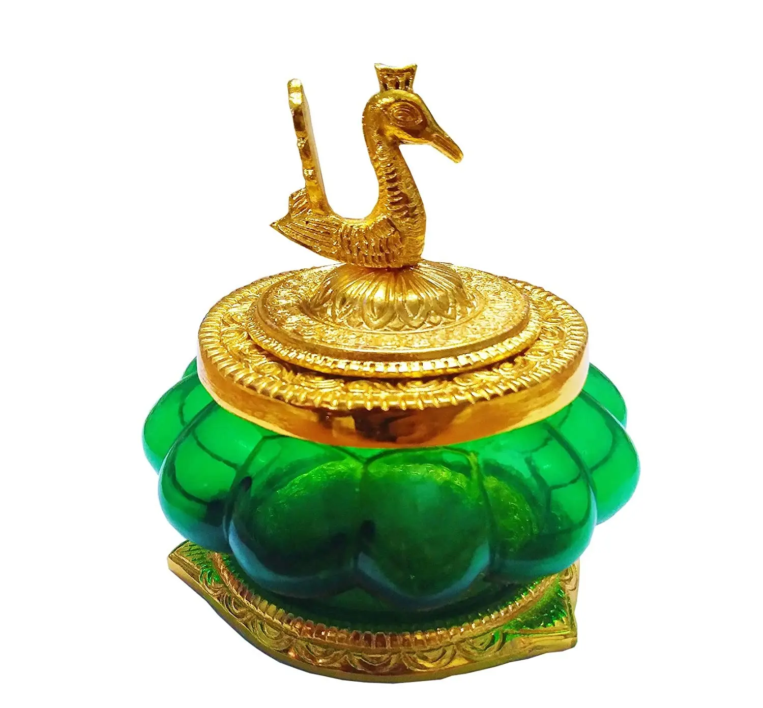 KUBERA LAKSHMI AKSHAYA POT with TOUGHEND Green Glass - Green Colour 10CM Height