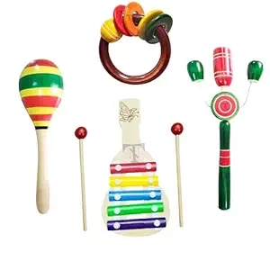 Nimalan's toys Colourful Rattles and Xylophone Toys for Kids - Non-Toxic Attractive Rattle for New Born - Wooden Ring Teether for New Born Babies - Baby Teethers(pack of 4)Tik big, xylophone S, egg ra