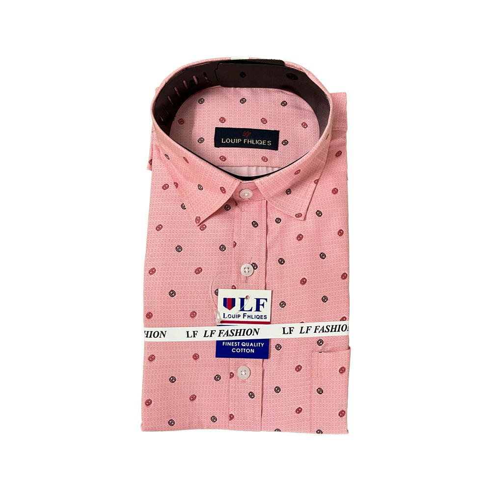 Matchy Regular Fit, Full-Sleeve Semi Cotton Printed Formal Shirt for Men (Light Pink)