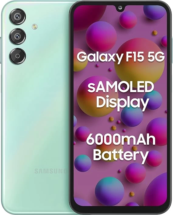 Samsung Galaxy F Series F15 5G Dual Sim Smartphone (8GB RAM,128GB Storage) 6.4 inch FHD+ Super AMOLED Display Light Green