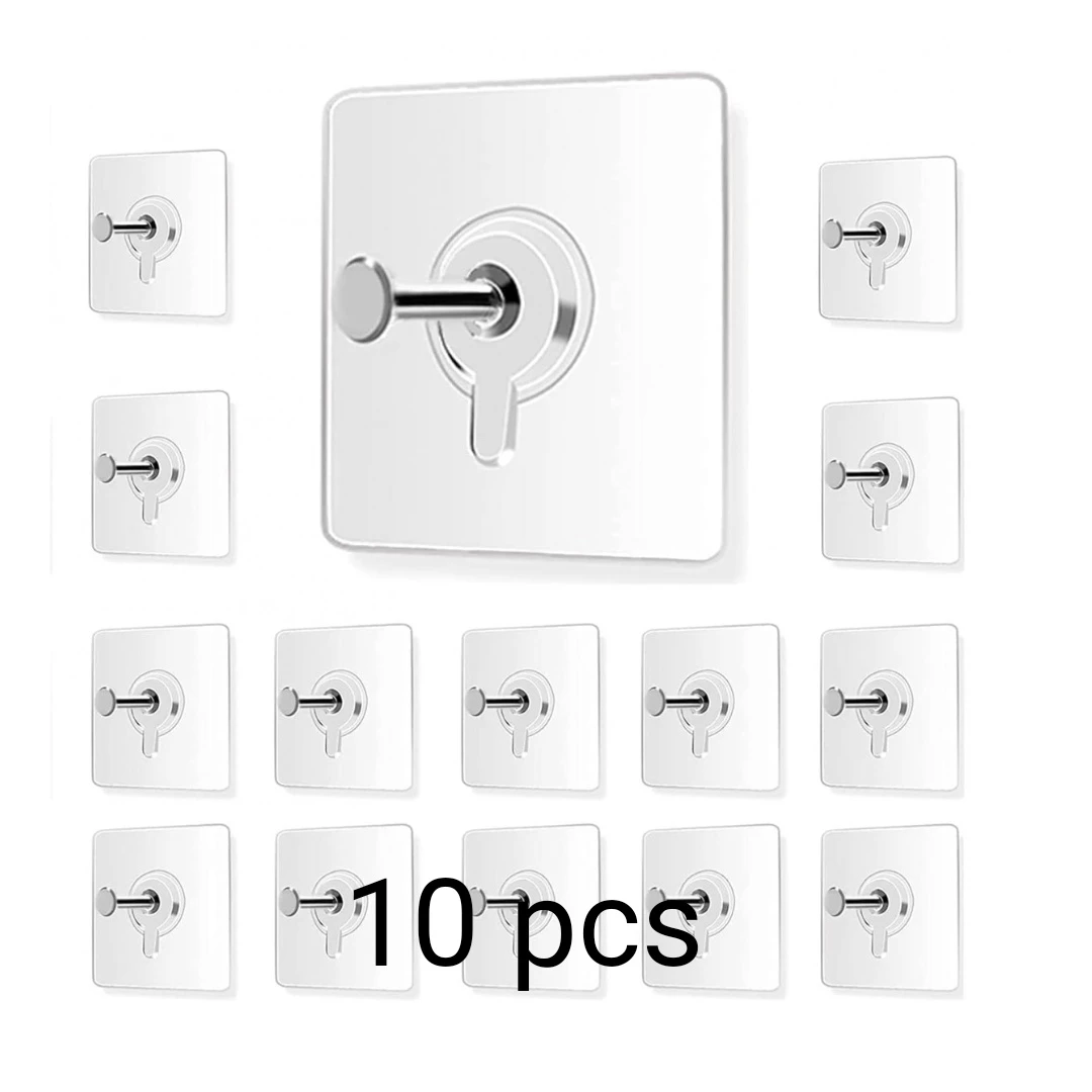 Self-Adhesive Photo Frame Hooks for Wall, Heavy Duty, Wall Mounting Without Drilling, Stainless Steel, Hanging Hook (10 pcs)