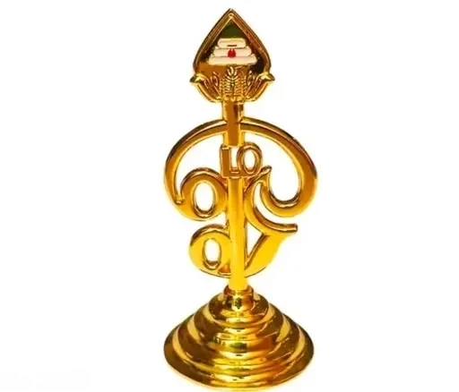 Metal Om word with Vel Idol for Car Dashboard/Pooja Room/Table Decoration Gold color