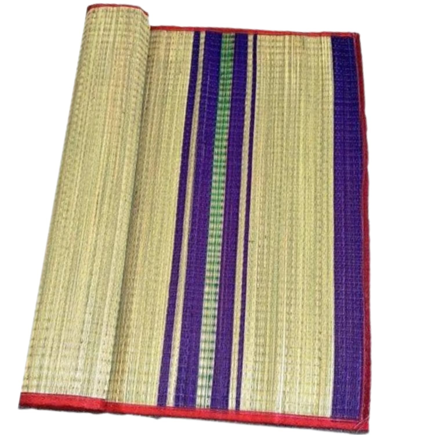 Foldable Korai Mat for Comfortable Sleeping | Natural Grass Chatai Mat 6x3ft | Traditional Handwoven Eco-Friendly Mat for Home and Travel
