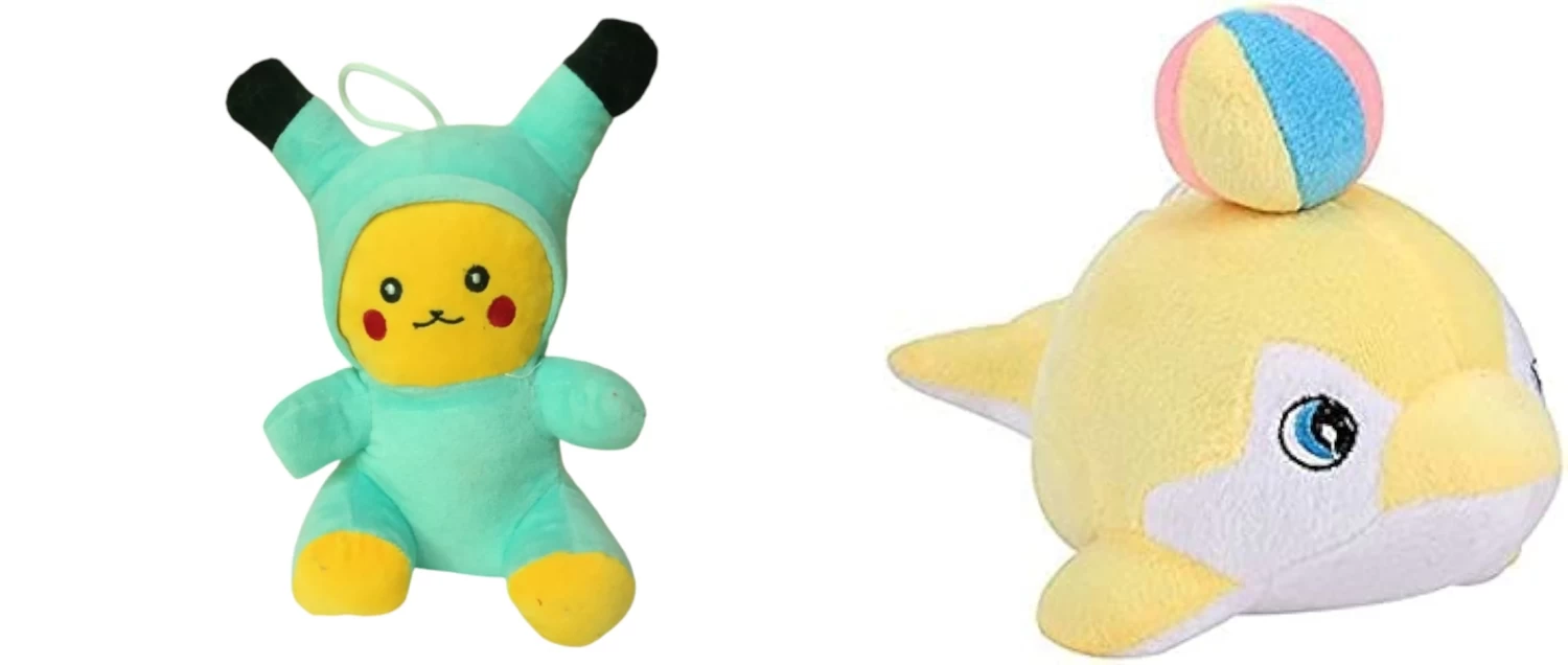 Anime Fun Pack – 20CM Pikachu & Soft Fish Ball Plush Toys for Kids