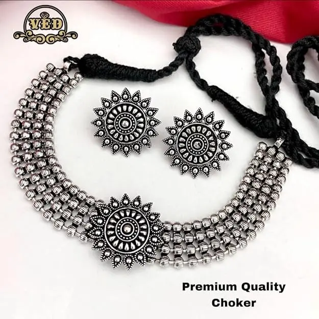 Oxidized German Silver Choker Set for Women and Girls