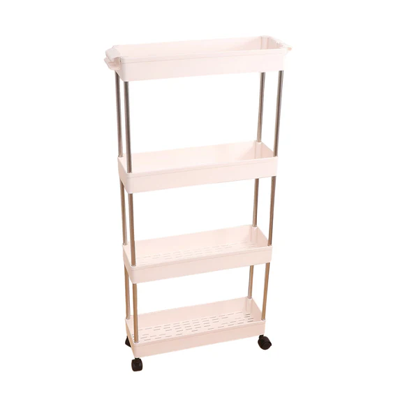 Multi-purpose Storage Cart:4-layer Folding Storage Trolley