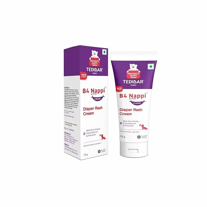 B4 Nappi Cream Baby Diaper Rash Cream 75G (Pack Of 1) From Tedibar Family | Protects Baby's Tender Skin From Nappy Rash| Clinically Recommended - By Torrent Pharma