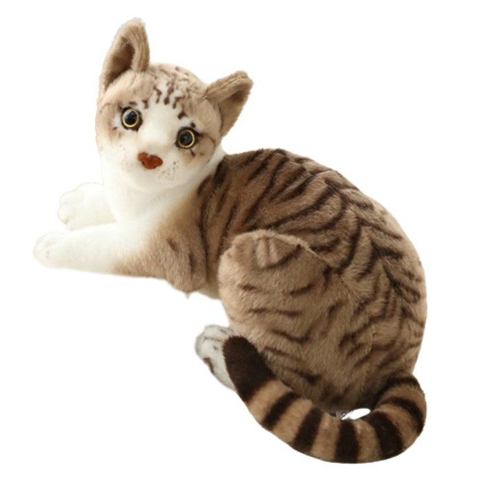 Cute Real Life Soft Cat Doll Stuffed Lying Cat Pack of 1 - 30 cm  (Brown)